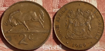 ЮАР 2 цента 1989 года, KM# 83, 492р-096