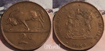 ЮАР 2 цента 1989 года, KM# 83, a143-054