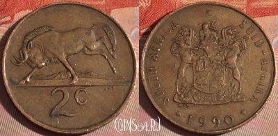 ЮАР 2 цента 1990 года, KM# 83, 115b-096