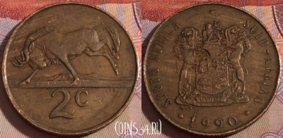 ЮАР 2 цента 1990 года, KM# 83, 138b-118
