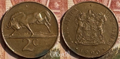 ЮАР 2 цента 1990 года, KM# 83, 195s-043