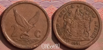 ЮАР 2 цента 1991 года, KM# 133, 085l-118