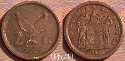 ЮАР 2 цента 1991 года, KM# 133, 360k-099