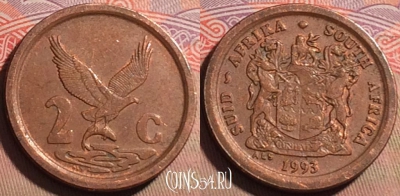 ЮАР 2 цента 1993 года, KM# 133, 217a-085