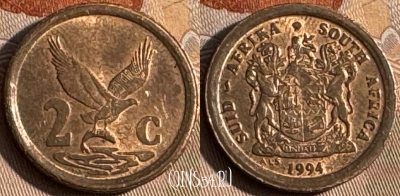ЮАР 2 цента 1994 года, KM# 133, 173t-075 ♛