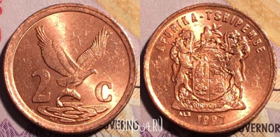 ЮАР 2 цента 1997 года, KM# 159, 191a-115