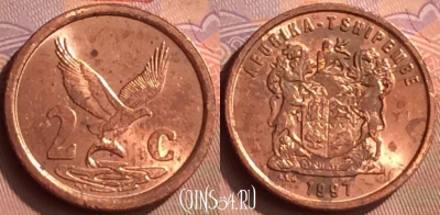 ЮАР 2 цента 1997 года, KM# 159, 444-020