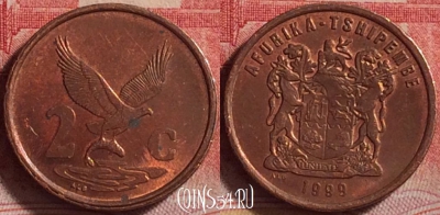 ЮАР 2 цента 1999 года, KM# 159, 233j-005