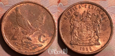ЮАР 2 цента 1999 года, KM# 159, 250a-095