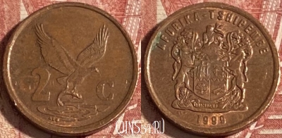 ЮАР 2 цента 1999 года, KM# 159, 340r-068