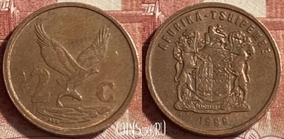 ЮАР 2 цента 1999 года, KM# 159, 491р-129