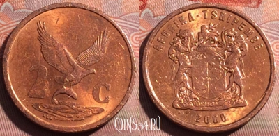 ЮАР 2 цента 2000 года, KM# 159, 252a-122