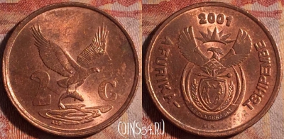 ЮАР 2 цента 2001 года, KM# 222, 170a-107