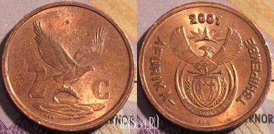 ЮАР 2 цента 2001 года, KM# 222, 187a-004