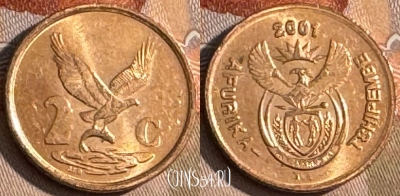 ЮАР 2 цента 2001 года, KM# 222, 215t-085