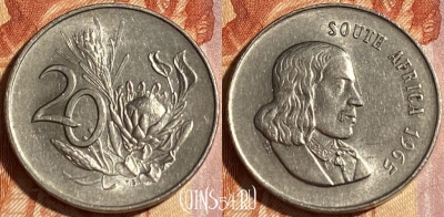 ЮАР 20 центов 1965 г., SOUTH AFRICA, KM# 69.1, 464q-578 ♛