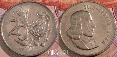 ЮАР 20 центов 1966 года, SUID-AFRIKA, KM# 69.2, 136b-121