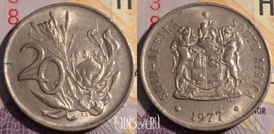 ЮАР 20 центов 1977 года, KM# 86, 181a-064