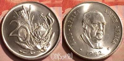 ЮАР 20 центов 1982 года, KM# 113, 204n-098
