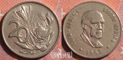 ЮАР 20 центов 1982 года, KM# 113, 344-042