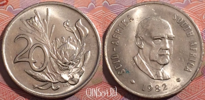 ЮАР 20 центов 1982 года, KM# 113, a096-040