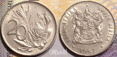 ЮАР 20 центов 1987 года, KM# 86, 143-132