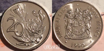 ЮАР 20 центов 1990 года, KM# 86, a124-056