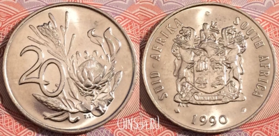ЮАР 20 центов 1990 года, KM# 86, a137-128 ♛