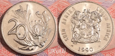 ЮАР 20 центов 1990 года, KM# 86, a137-129 ♛