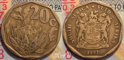 ЮАР 20 центов 1992 года, KM 136, 120-116