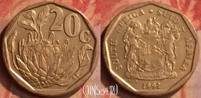 ЮАР 20 центов 1992 года, KM# 136, 414-118