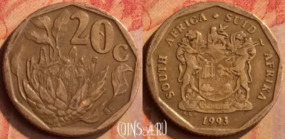 ЮАР 20 центов 1993 года, KM# 136, 121n-027