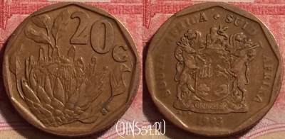 ЮАР 20 центов 1993 года, KM# 136, 241j-094