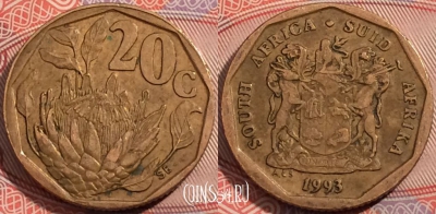 ЮАР 20 центов 1993 года, KM# 136, a090-019