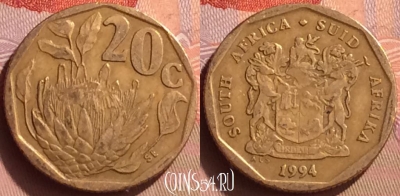 ЮАР 20 центов 1994 года, KM# 136, 084o-059