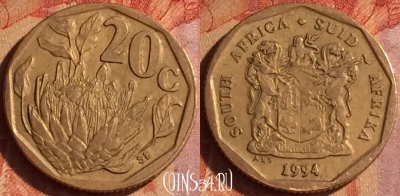 ЮАР 20 центов 1994 года, KM# 136, 102o-136