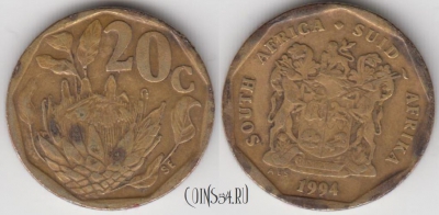ЮАР 20 центов 1994 года, KM# 136, 125-143