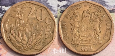 ЮАР 20 центов 1994 года, KM# 136, a100-089