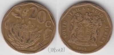 ЮАР 20 центов 1995 года, KM# 136, 134-035