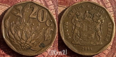 ЮАР 20 центов 1995 года, KM# 136, 360s-094