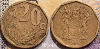 ЮАР 20 центов 1996 года, KM# 162, 150-001