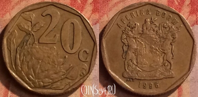 ЮАР 20 центов 1996 года, KM# 162, 414-119