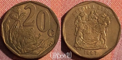 ЮАР 20 центов 1997 года, KM# 162, 344-005