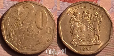ЮАР 20 центов 1997 года, KM# 162, 413-044