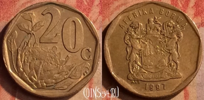 ЮАР 20 центов 1997 года, KM# 162, 415-100