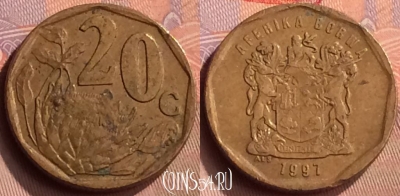 ЮАР 20 центов 1997 года, KM# 162, 419-003