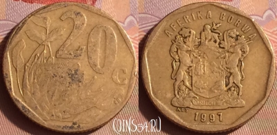 ЮАР 20 центов 1997 года, KM# 162, 431-063