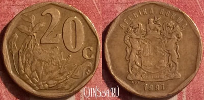 ЮАР 20 центов 1997 года, KM# 162, 440-010