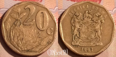 ЮАР 20 центов 1997 года, KM# 162, 446-064