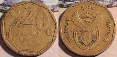 ЮАР 20 центов 2000 года, KM# 225, a116-069